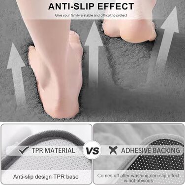 Килимок для ванної кімнати 40x60 см, антиковзаючий, м'який, швидковисихаючий, з високим ворсом, з мікрофібри, для ванни, душу та ванної кімнати (темно-сірий)