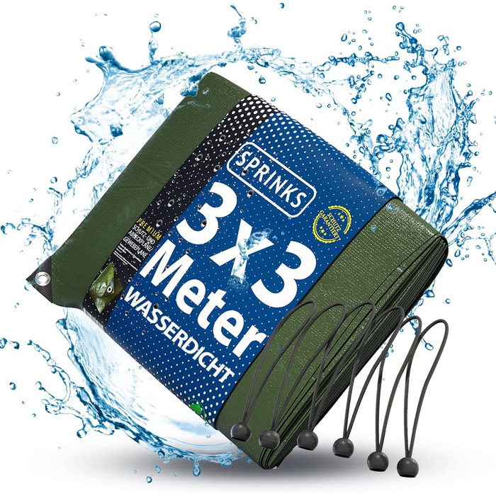 Professional Tarp 240 g/m² [3x4m] - Robust woven tarp with eyelets - Waterproof and UV resistant tarp - Tarp Outdoor - Weatherproof all-purpose tarp including 6 tarp straps (3 x 3 m)