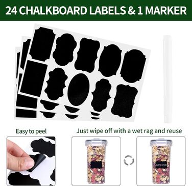 Набір контейнерів для зберігання їжі Hibisaws (12 шт.) з кришкою, BPA-free, 100% герметичні, прозорі, 6 x 1L & 6 x 0.5L, для meal prep, Tupperware