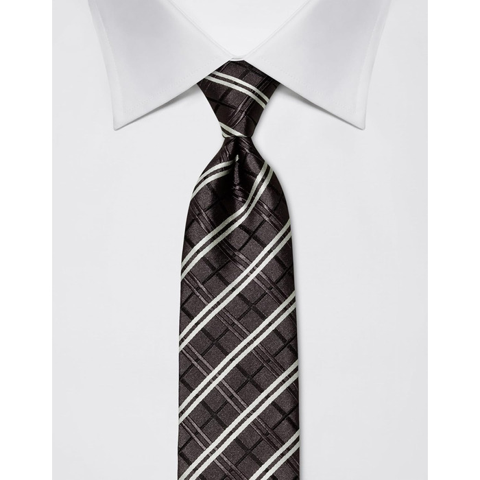 Краватка чоловіча Vincenzo Boretti, шовк, клітинка, антрацит, 8 см - для костюма та сорочки, діловий стиль, весілля
