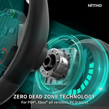 NITHO Drive Pro ONE: Ігровий кермо NITHO з педалями та перемикачем передач для PS4, PC, Xbox One, Xbox Series X|S та Switch. 270 градусів, Zero Dead Zone.