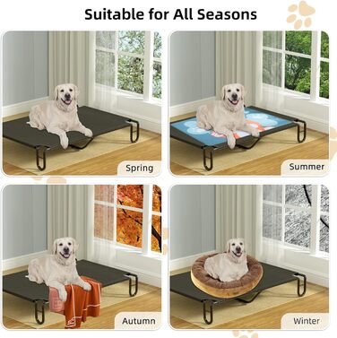 Підвищене собаче ліжко KORIMEFA до 55 кг, Outdoor, миється, для собак середніх розмірів, 122 x 85 x 20 см, з антиковзними ніжками, для дому та саду (XL)