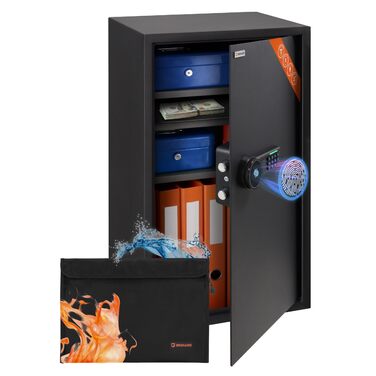 Сейф для дому Business XL Safe Tresor 60л з цифровим та відбитком пальця, вогнестійкий, для документів A4, з 2 полицями