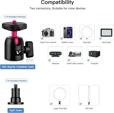 Кріплення для камери Victiv, 37-105 см: гнучкий штатив для DSLR, LED, веб-камери, смартфона (чорний/червоний)