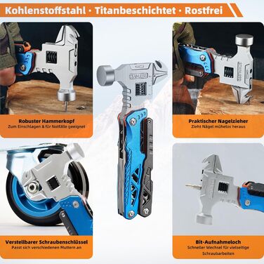 Мультитул Rollgabelschlüssel 18 в 1: преміум-мультитул з титанової сталі для чоловіків, кемпінгу, відпочинку на природі та надзвичайних ситуацій