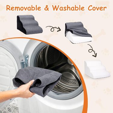 Сходинка для собак Nobleza – 3 сходинки, сіра, 35x56x40 см, для маленьких собак, з миючим покриттям та протиковзким дном