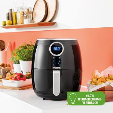 Tristar FR-6956 Hot Air Fryer, Cool-Touch Housing, Overheat Protection, Timer Function, Black, Digital, Regular 4.5L