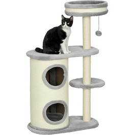 Кігтеточка PawHut для котів 100 см з платформою, м'якими подушками та сизалевими стовпчиками, кремово-білий (сірий)