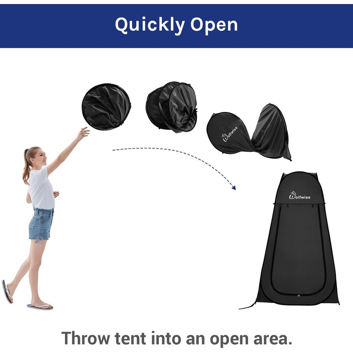 Portable Pop-Up Shower Toilet Privacy Tent - Outdoor Camping Toilet & Shower Cabin with Screen & Space for Hiking, Beach, and Travel (Black, L)