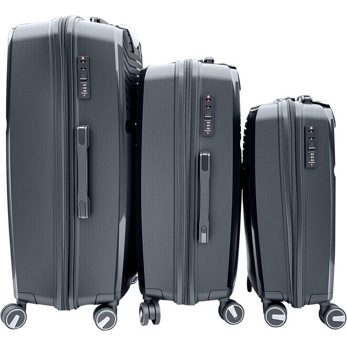 Чемодан Ribelli Handgepäck, 70L, з жорстким корпусом, на 4 колесах, з TSA-замком, телескопічний ручка, L-XL-XXL комплект (03201-чорний, L (50л))