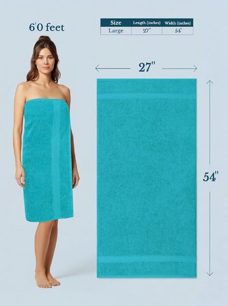 Набір банних рушників Utopia Towels, 100% бавовна, 69 x 137 см, м'які та гігроскопічні, з петлею для підвішування, 4 шт, бірюзовий