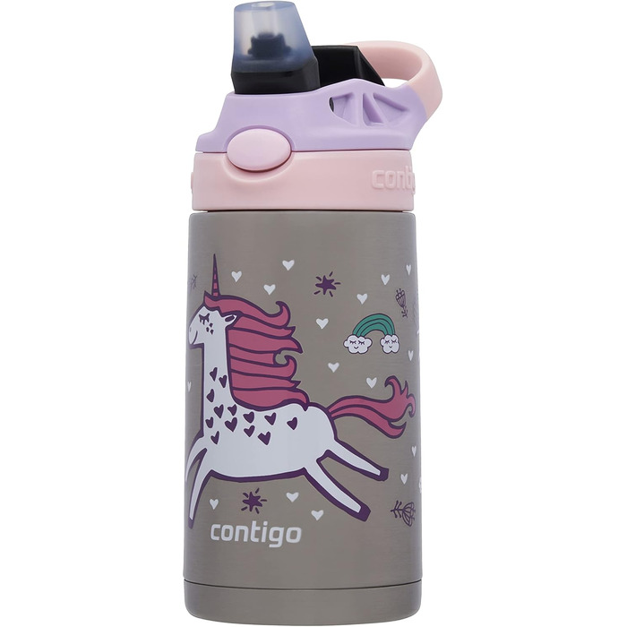 Contigo Kinder Trinkflasche Easy Clean Autospout with Straw, BPA-free durable water bottle, 100% leak-proof, easy to clean, ideal for daycare, kindergarten, school and sports, 420 ml