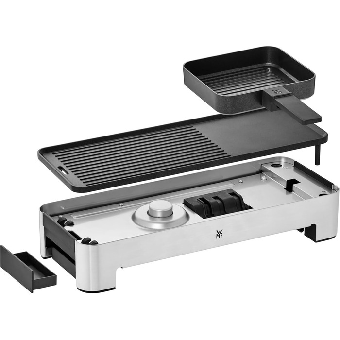 WMF Kitchen Mini Electric Table Grill for 2 with Vegetable Pan - Compact Electric Grill, Adjustable Temperature, 1000W