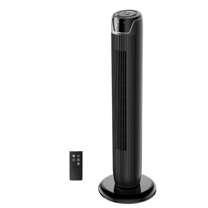 Вентилятор торгової марки Midea FZ10-17JR Elegant Tower Fan з дистанційним керуванням, таймером, потужність 45W, чорний колір