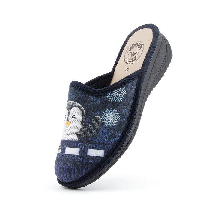 Тапочки жіночі JOMIX Winter Hausschuhe, зручні, італійські, для дому (40 EU, колір: темно-синій)