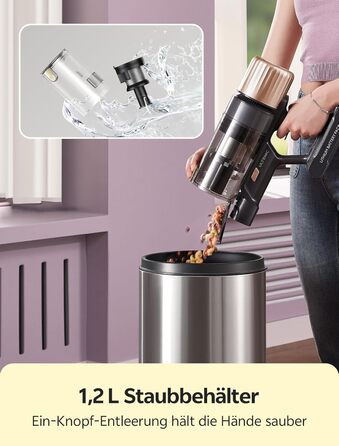 Бездротовий пилосос Ultenic U15 з акумулятором, 50000Pa, 580W, 65хв, GreenEye, антизаплутувальна щітка, телескопічна труба, для килимів, твердих поверхонь та шерсті тварин, золотий