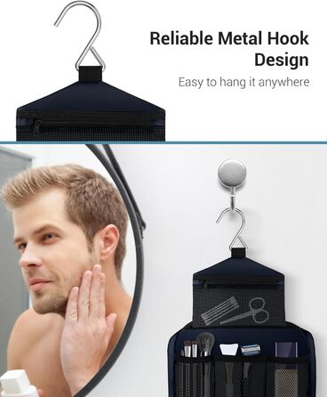 Сумка для туалетних речей Maliton: велика водонепроникна сумка для подорожей, спорту та басейну | 4 відділення | Складана | Navy Blue