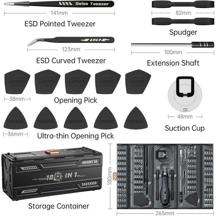 Електрична викрутка JAKEMY 180 в 1 з 3 режимами, набір для дрібної механіки, моделювання, ремонту ноутбуків, телефонів, годинників, окулярів. Моделі Fo167, Fo169