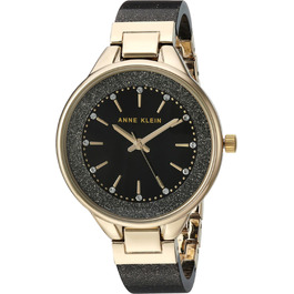 Жіночий годинник-браслет Anne Klein Premium Crystal Accented Resin Bangle (чорний/золотий)