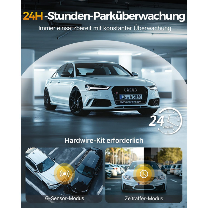 Відеореєстратор GKU 3-камерний, 4K+1080P+1080P, GPS, WiFi, IPS-дисплей 3