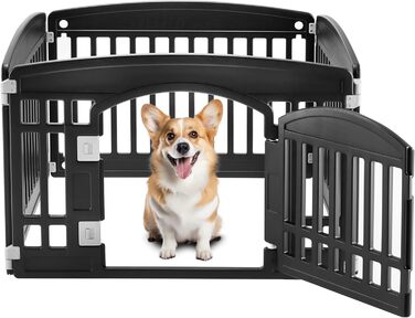 Клітка-манеж для собак Deluxe, 61 см, 4 панелі, чорний пластик. Зручна, складана, з дверцятами. Підходить для цуценят та маленьких собак.