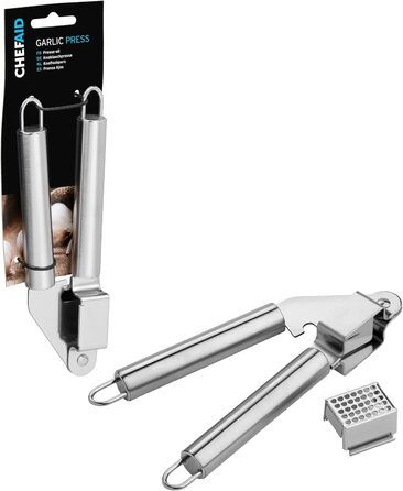 Пресс для часнику та імбиру Chef Aid, нержавіюча сталь, для подрібнення, очищення та нарізання часнику, імбиру, цибулі, миється в посудомийній машині