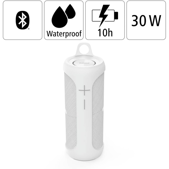 Hama Twin 3.0: Набір 2 Bluetooth-колонок, водонепроникні 30W, білі. TWS, IP67, до 10 год роботи