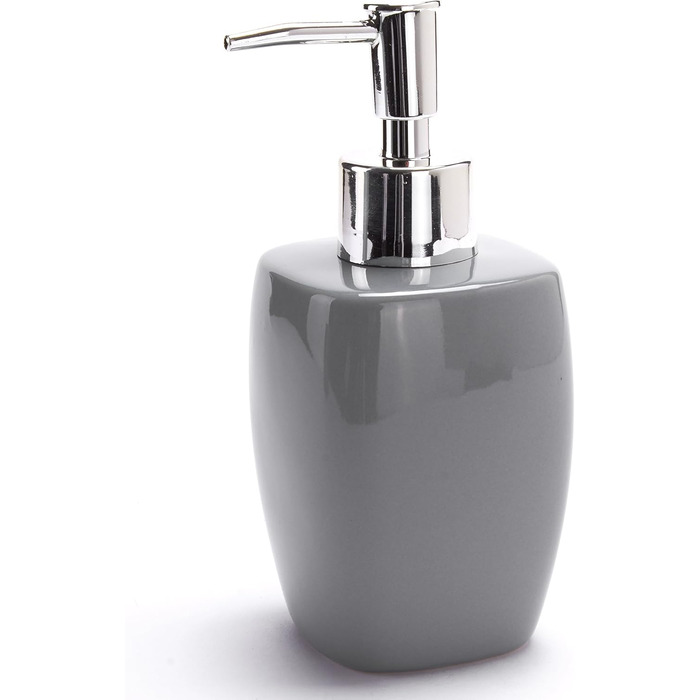 Аксесуари для ванної кімнати MSV Keramik - набір 3 шт: дозатор для мила, мильниця, стакан для зубних щіток сірого кольору