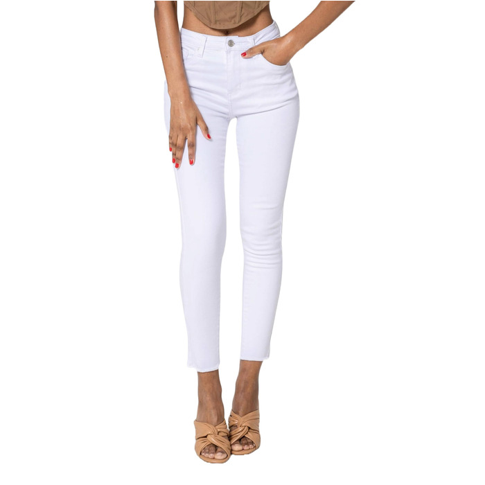 Джинси жіночі Nina Carter P077 Skinny High Waist, білі, з ефектом потертості, деним