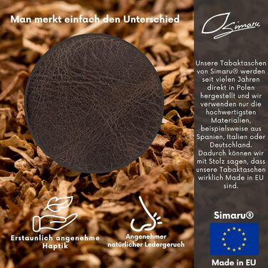 Simaru Personalized Tobacco Pouch with Engraving from Leather for 30g Tobacco Bag, Genuine Leather Roller Pouch including Filter Compartment and Pouch Holder (Dark Gray) (Dark Brown Engraving)