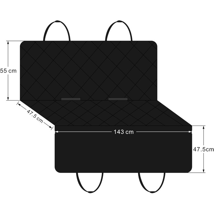 Автокрісло для собак Todeco: великі та середні породи, миється, знімається, з ременями безпеки та кишенями, чорне