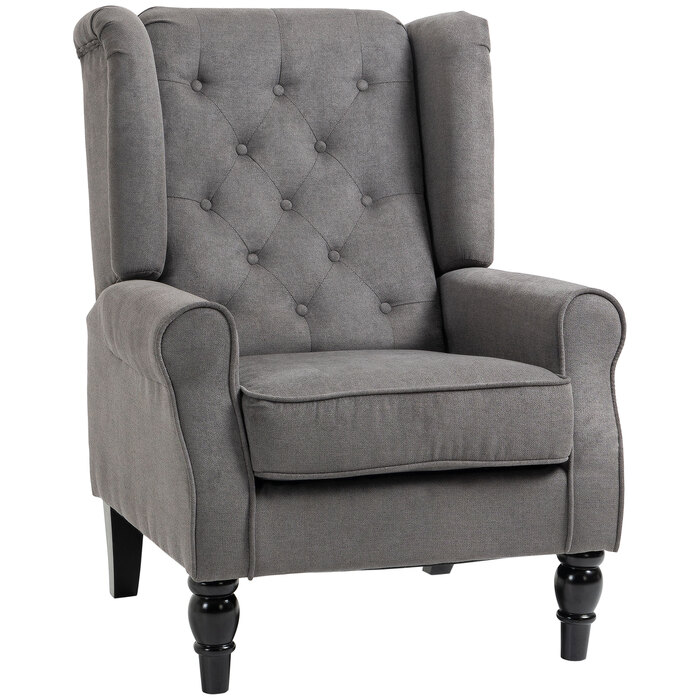 HOMCOM Comfortable Reading Chair, Weight Capacity up to 160kg, Single Armchair for Living Room, Dark Grey