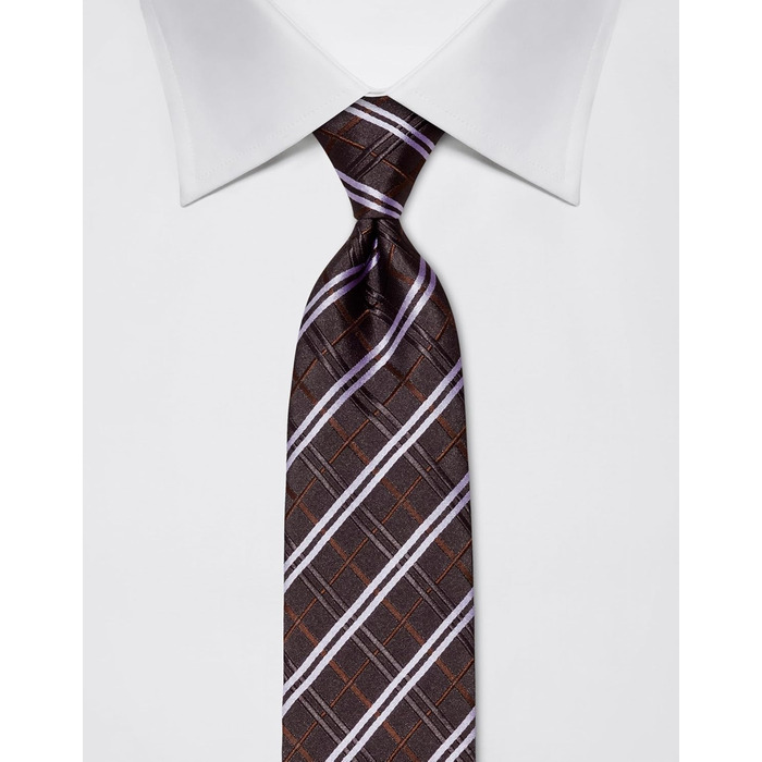 Краватка чоловіча Vincenzo Boretti, шовк, клітинка, фіолетова, 8 см, для костюма та сорочки, діловий стиль, весілля