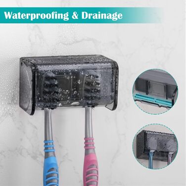 Електрична зубна щітка для дітей, тримач для зубних щіток на стіну без свердління для ванної кімнати, сімейний набір (прозорий, чорний)