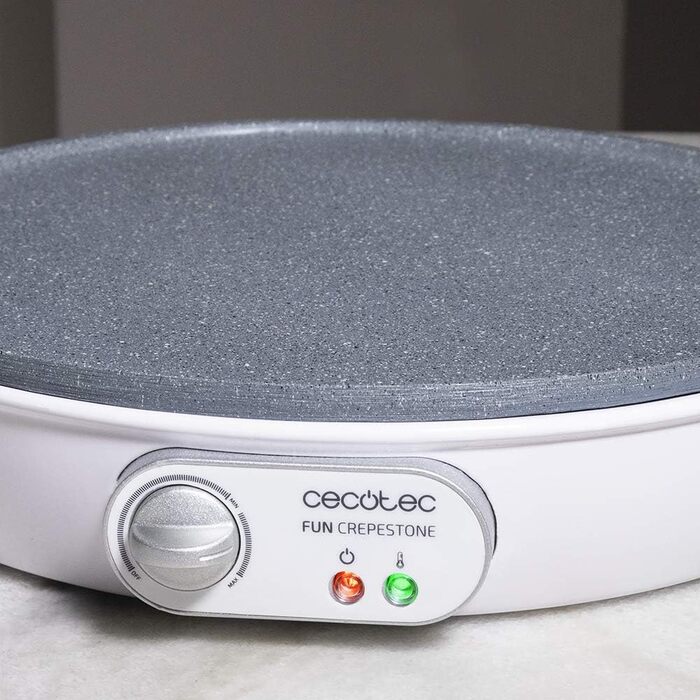 Млинниця Cecotec Crepe Fun CrepeStone Twin 1200 Вт, антипригарна поверхня з екологічного каменю, реверсивна плита для приготування млинців або 4 панкейків, 1000 Вт, Rockstone