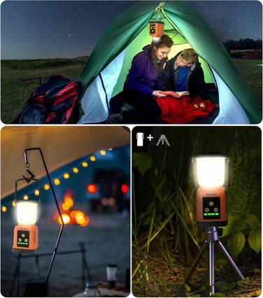 CRODIAL LED Camping Lantern Rechargeable, Camping Essentials 5000mAh Power Bank, Waterproof Camping Tent Light, Lanterns for Power Outages, Hurricane, Emergency, Hiking, Outdoor