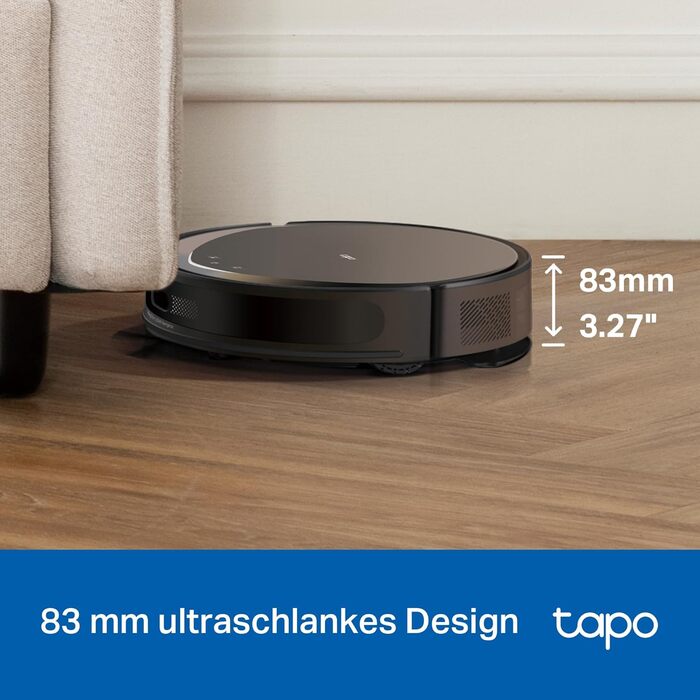 Робот-пилосос Tapo RV20 Max Plus з функцією миття та автоматичною станцією самостійного очищення, 5300Pa потужність всмоктування, 83 мм товщина, сумісний з Alexa & Google Assistant, керування через додаток