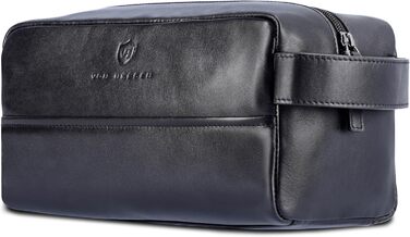Чоловіча/Жіноча дорожня косметичка VON HEESEN з натуральної шкіри - велика, чорна, з одним відділенням
