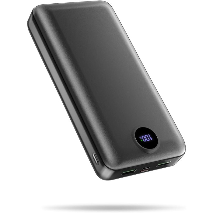 Power Bank 50000mAh з LED дисплеєм: Швидка зарядка 22.5W, 3 виходи USB-C, 2 входи, сумісний з Samsung, iPad, Android, чорний