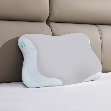 Ортопедична подушка CloudÉtoile з Memory Foam - 2-в-1. Ергономічна подушка для сну на боці, спині та животі. Підтримка шиї. Білий колір (64x38x12 см, сірий)