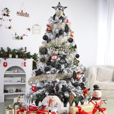 Набір з 100 штучних новорічних кулькок Shareconn, міцні, з гачками, різні розміри та дизайни, декор для ялинки, внутрішнє та зовнішнє прикрашання (чорний)