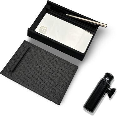 Ballerbox/Pocketbox including integrated mirror, tubes, and poker cards plus a snus dispenser (BallerBox Classic)