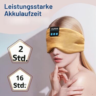 Маска для сну Joythink з Bluetooth 5.3, шовкова маска з навушниками, для комфортного сну на боці, 16 годин роботи, миється, для подорожей, медитації (Шампань-золото)