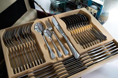 Karl Hausmann 72-Piece Stainless Steel Cutlery Set for 12 People - Dishwasher Safe Silverware Set with Case