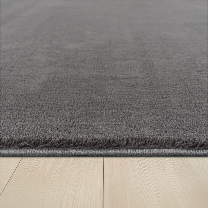 Килимок для вітальні TT Home Kurzflor: антиковзаюча підкладка, однотонний, сучасний, машинне прання, колір антрацит, розмір 140x200 см
