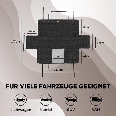 Захист для заднього сидіння автомобіля для собак Hainberger: водовідштовхувальний, анти-царапин, з боковим захистом та віконцем, 137x147 см