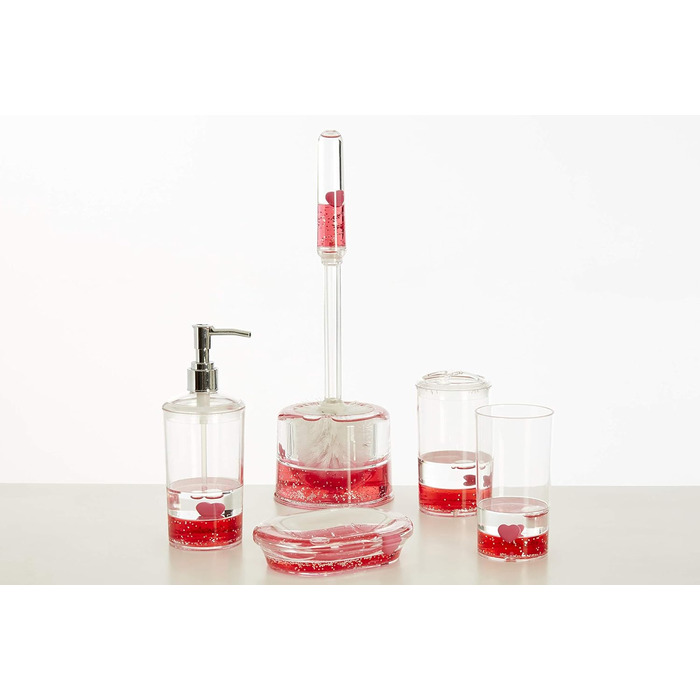 Миска для мила Premier Housewares з акрилу, з плаваючими сердечками, прозора/червона, 10 x 14 x 3 см