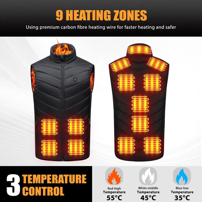 Обогревна куртка з Powerbank, легка та перезаряджувана, для чоловіків та жінок (XL)