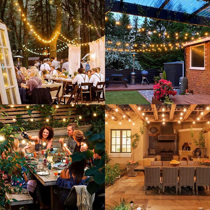 LED ліхтарна гірлянда для вулиці, диммер, 30м, 60 лампочок G40, таймер, IP44, вологостійка, для балкона, саду, вечірки, тераси