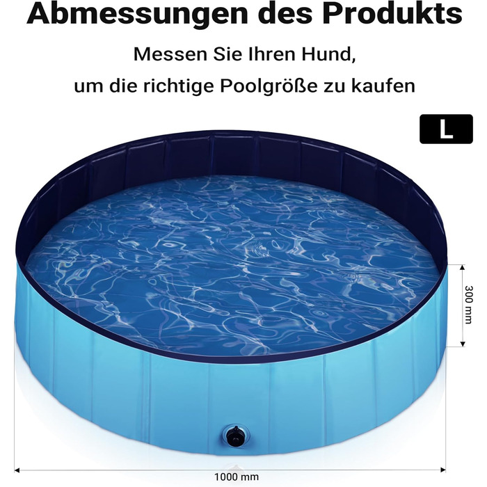 Басейн для собак Fudajo 100x30 см, неслизький, з ПВХ, складаний, з посиленими краями